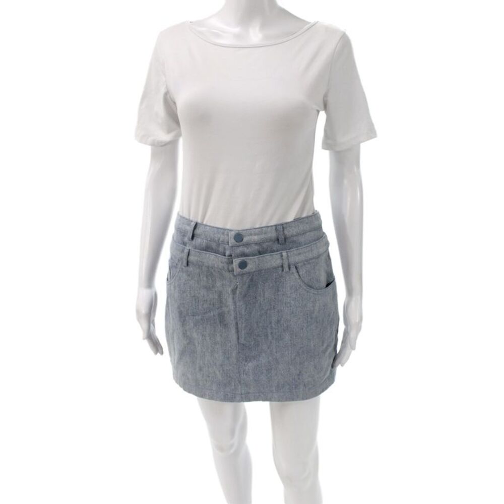 Nonchalant Label Womens Mini Skirt Blue Cotton Button Size M